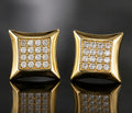 Square Moissanite Earrings,  Gold-plated Silver Screwbacks